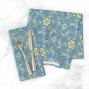 Blue and Yellow Flower Damask