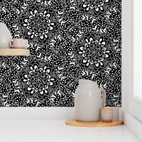 Black and White Floral Damask