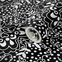 Black and White Floral Damask