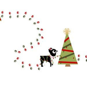 Boston terrier Christmas tree and Puppy 