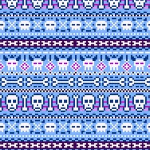 fair isle skulls blue