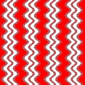 Wavy Stripes in Crimson Red and White
