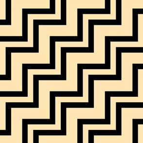 Big Small Size Peach Fruit Black Color Stairs Chevron Zig Zag Pattern