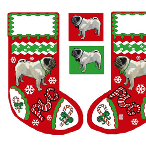 Cut and Sew Pug Dog Christmas stocking 