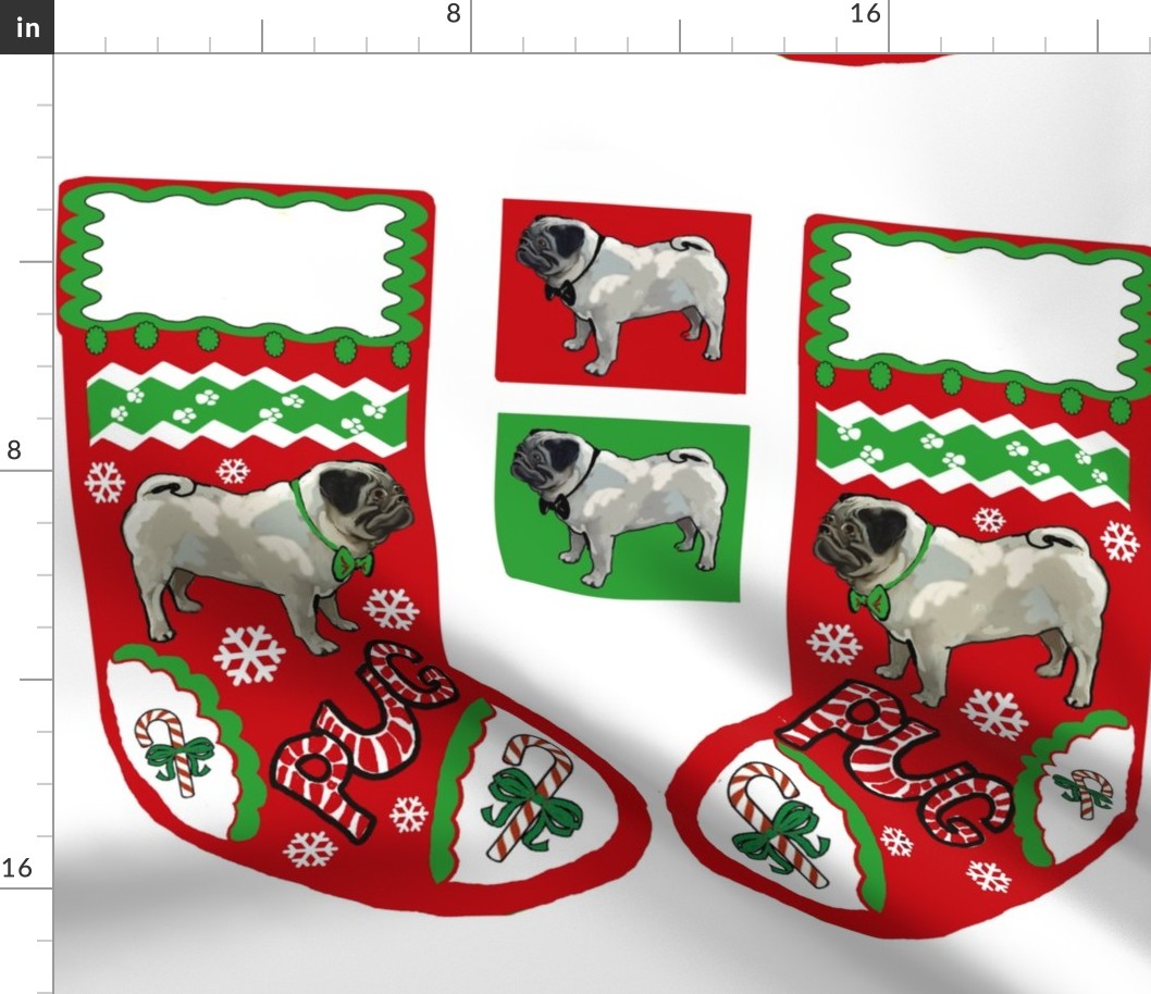 Cut and Sew Pug Dog Christmas stocking 