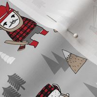 lumber jack fabric // woodcutter fabric, cabin, outdoors, plaid, buffalo plaid fabric - holiday winter - grey