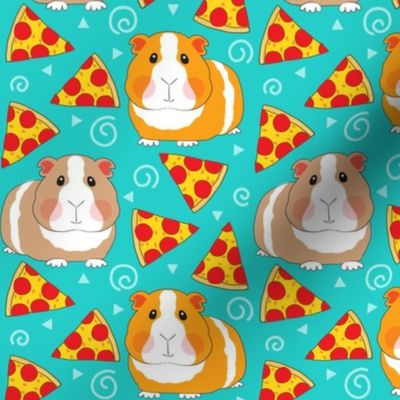large guinea pigs and pepperoni pizza slices
