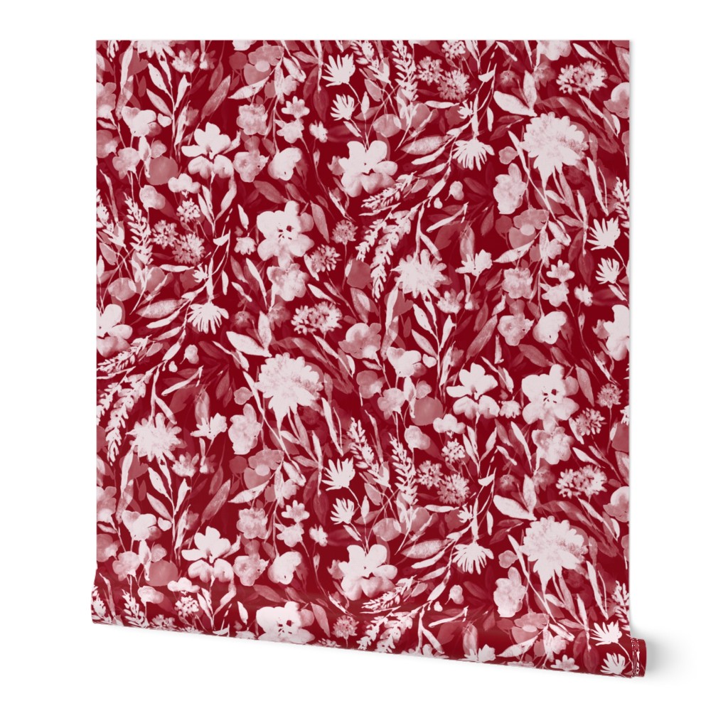 upside floral winter red