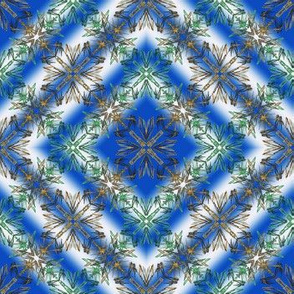 Abstract Fractal Diamond Pattern in blue, green and tan