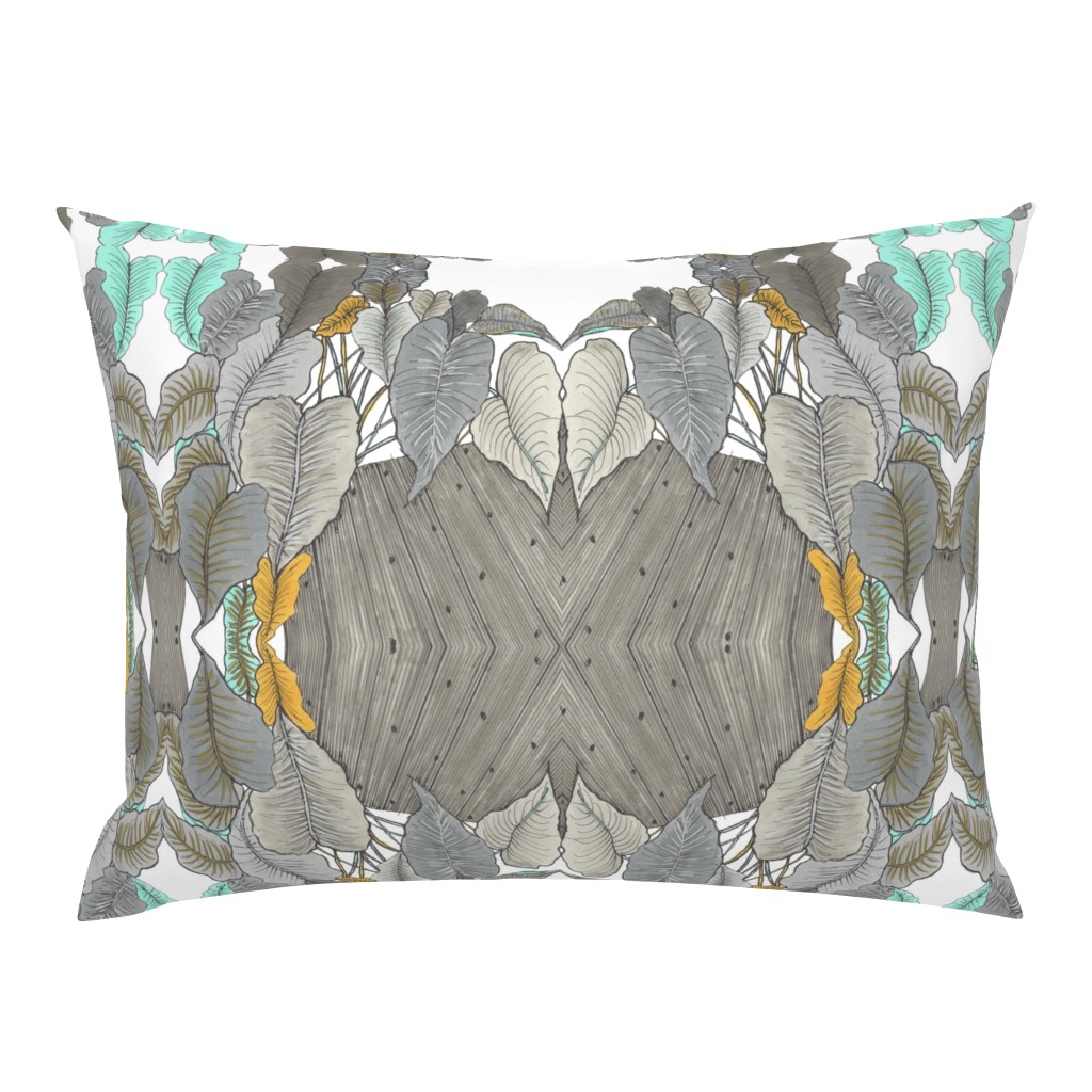 Banana Leaves in taupe, gray and aqua