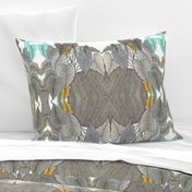 Banana Leaves in taupe, gray and aqua