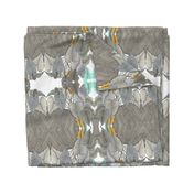Banana Leaves in taupe, gray and aqua