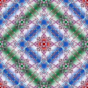 Abstract Fractal Diamond Pattern in blue, green, red and white