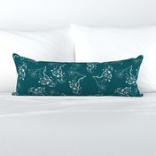 grass stalks white on teal - large