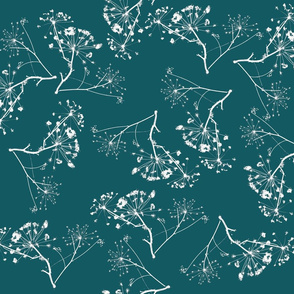 grass stalks white on teal - large