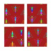 Holiday Trees - Red Christmas Table Runner