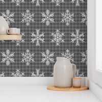 Fair Isle Snowflakes On Plaid Black