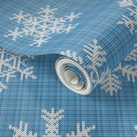 Fair Isle Snowflakes On Plaid Light Blue