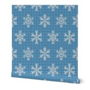 Fair Isle Snowflakes On Plaid Light Blue