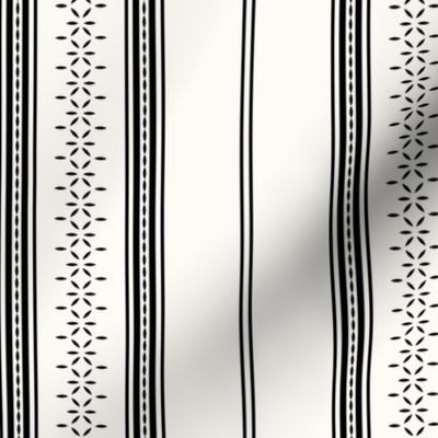 Leafpoint Stripe: Black & Cream Thin Stripe