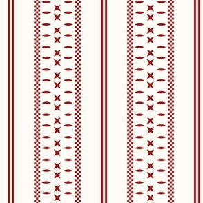 Cross Ladder Stripe: Candy Apple Red & Cream Farmhouse Stripe