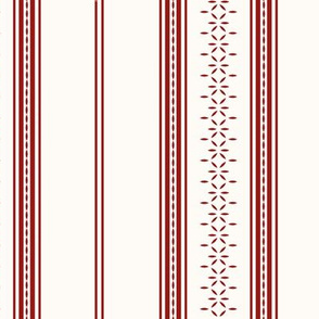 Leafpoint Stripe: Candy Apple Red & Cream Thin Stripe