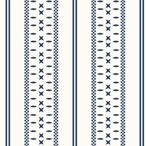 Cross Ladder Stripe: Navy & Cream Farmhouse Stripe