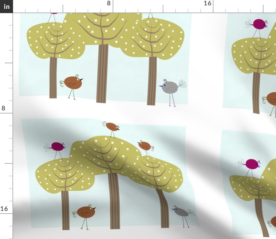 Retro Trees And Birds