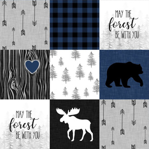May the forest be with you//Navy - Wholecloth Cheater Quilt