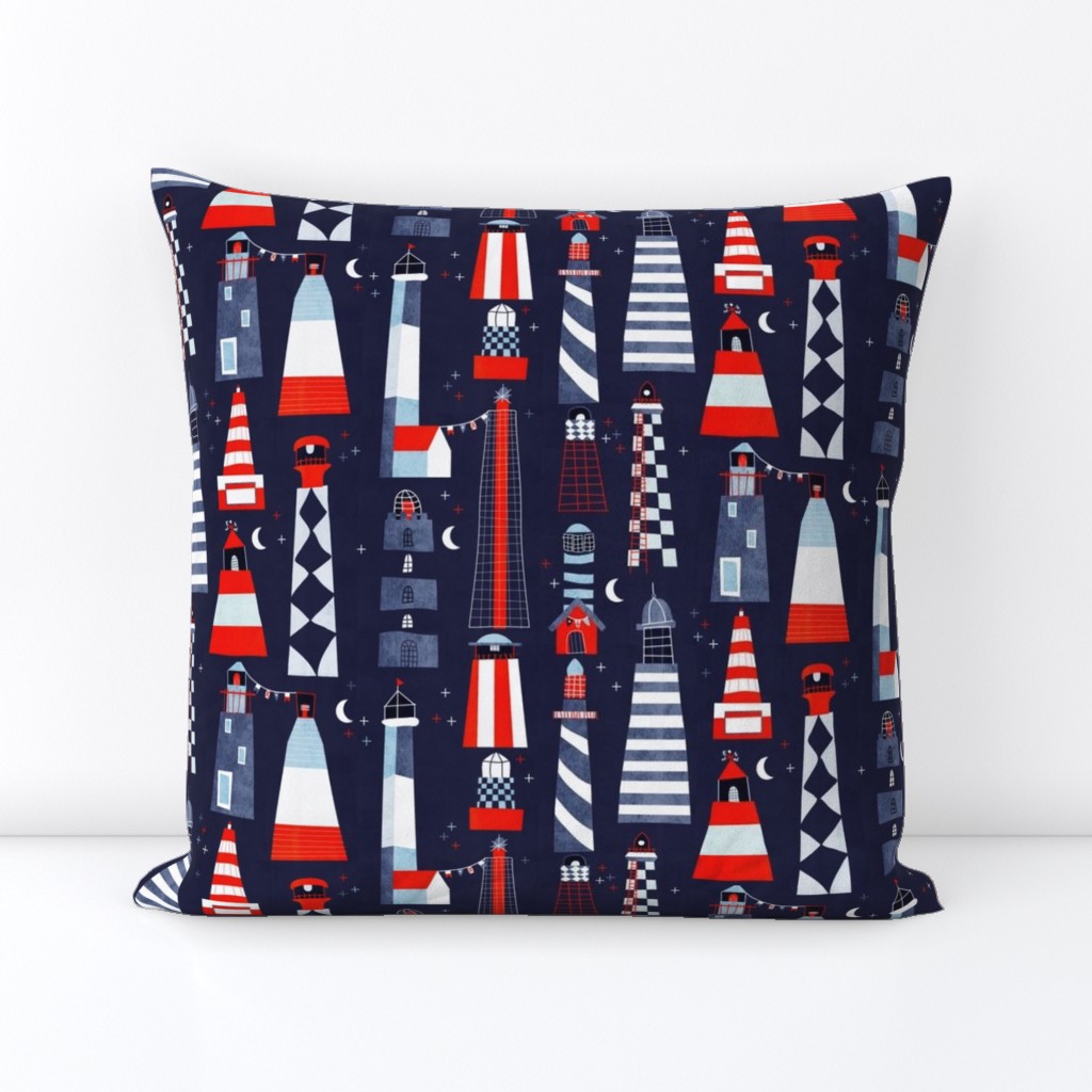 scandi lighthouses blue - small