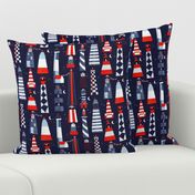 scandi lighthouses blue - small