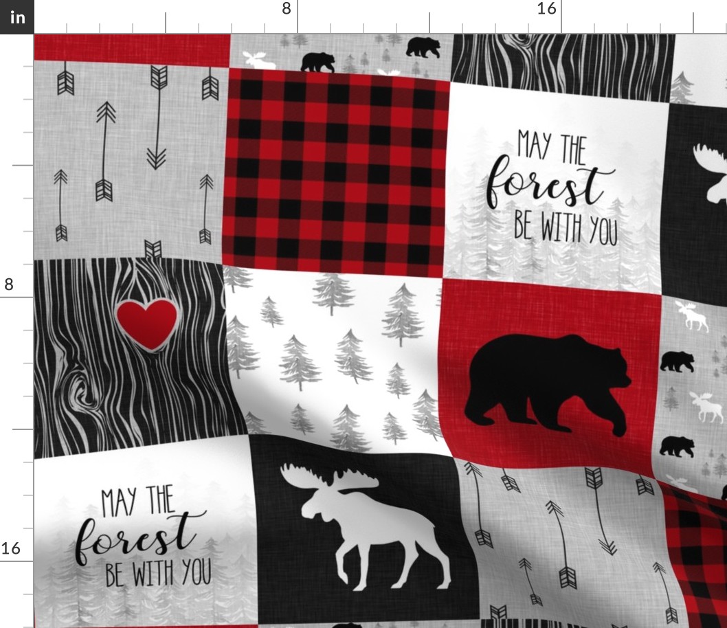 May The Forest be with you//Red - Wholecloth Cheater Quilt