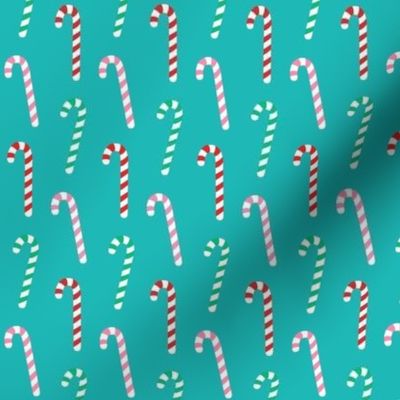 Candy canes on turquoise, Holidays, Christmas