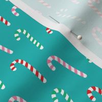 Candy canes on turquoise, Holidays, Christmas