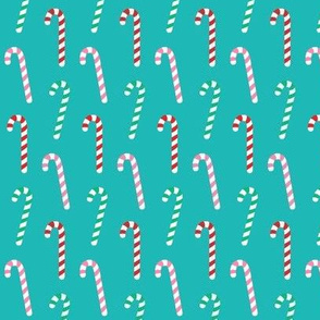 Candy canes on turquoise, Holidays, Christmas