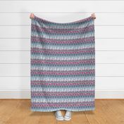 Small scale // Fair Isle Knitting Cats Love // violet background dark violet white and dark pink kitties and details