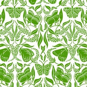 green linoprint butterflies