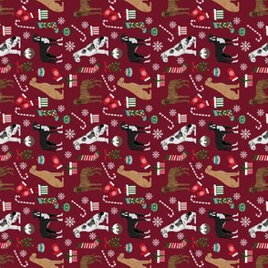 SMALL - Great Dane christmas fabric - cute dog fabric, great dane christmas fabric, dog christmas fabric, dog fabric, christmas fabric, holiday fabric, dog breeds fabric - burgundy
