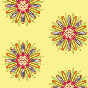 Zizzle Flowers on Buttery Yellow - Medium Scale