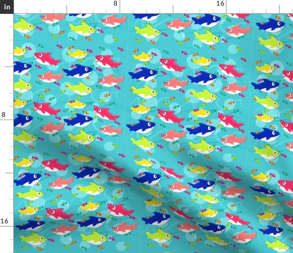 Baby Shark Set Full Pattern Print Spoonflower