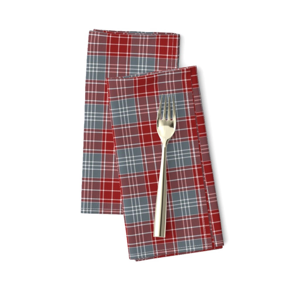 Crimson Red Gray and White Plaid