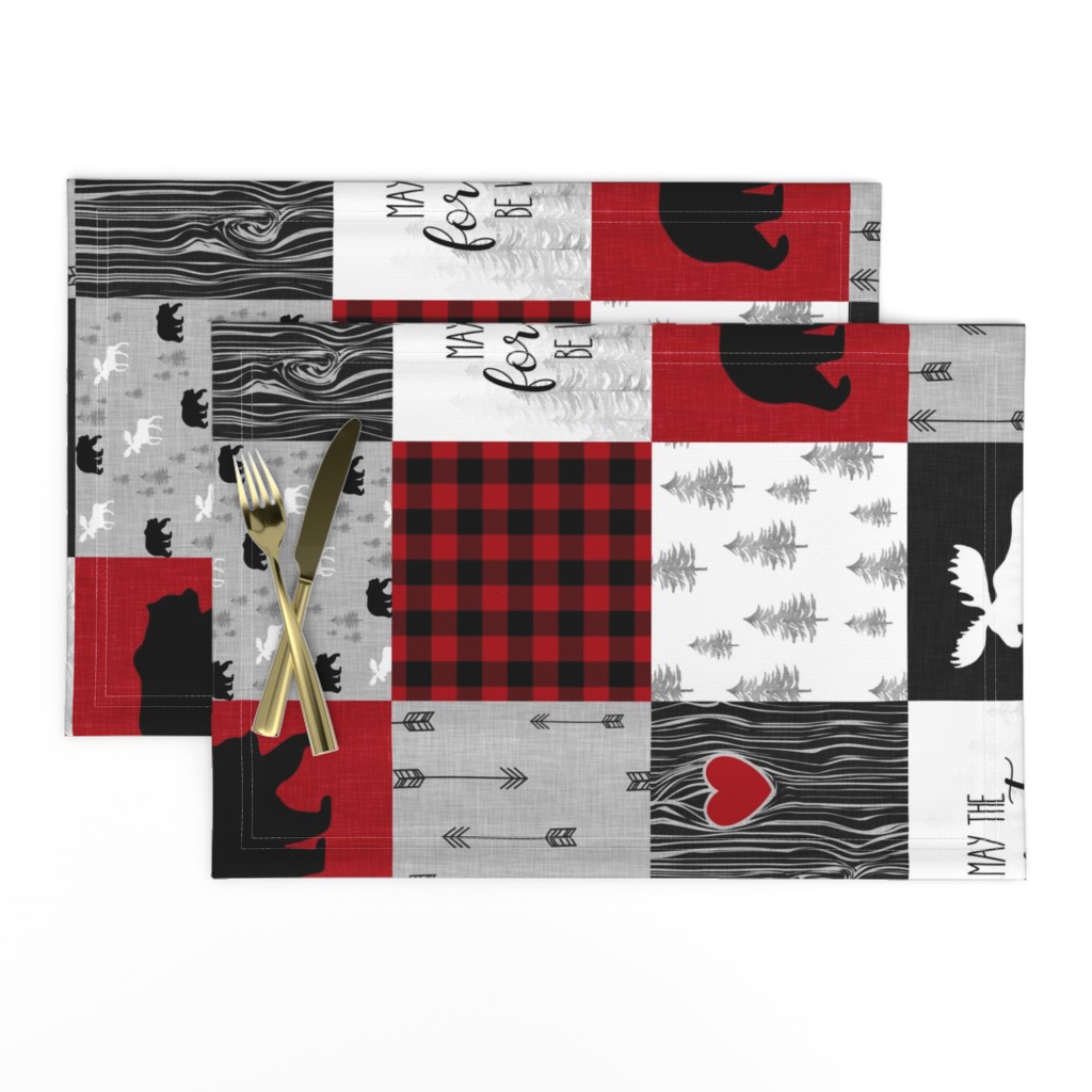 May The forest be with you//Red - Wholecloth Cheater Quilt - Rotated