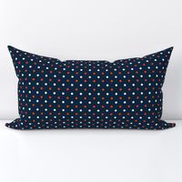 White and Orange Polka Dots on Navy