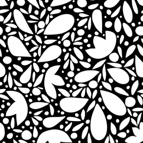 White and Black Floral shapes