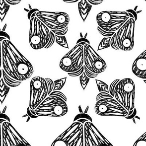 Linocut Butterflies black and white