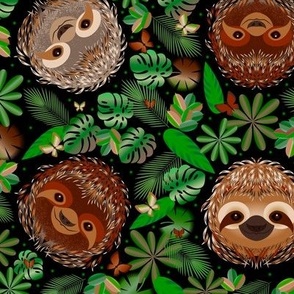 Cute sloths in the rainforest