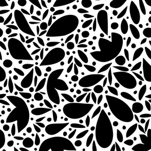 Black and White Floral shapes