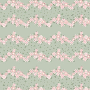 Garden Path: Millennial Pink & Sage Green Painted Daisies 