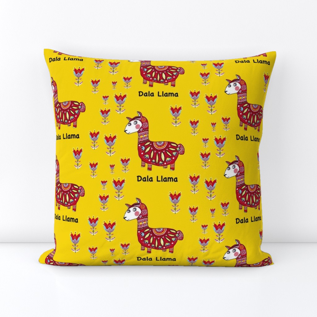 Dala Llama, large scale, colorful yellow red light blue black white