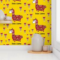 Dala Llama, large scale, colorful yellow red light blue black white